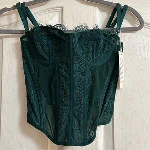 Lace Bustier Bra top in Dark Green